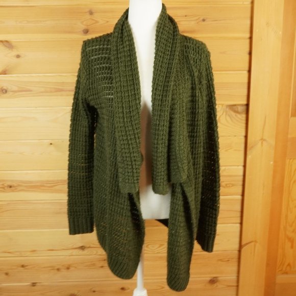 Staring at Stars Dark Green Loosely Knit Long Cardigan Sweater Size Medium - Picture 1 of 8